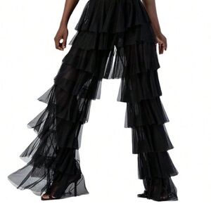 Black Tiered Ruffle Pants – Size L
